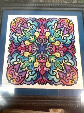 Ink Circles Kaleidoscope Cross Stitch Pattern 145x145 Stitches